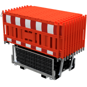 SET | with 20 panel fence | and 21 base plates | on twin pallet | without lamp adapter | with red/white foil, type RA1/A | type of barrier NOX red